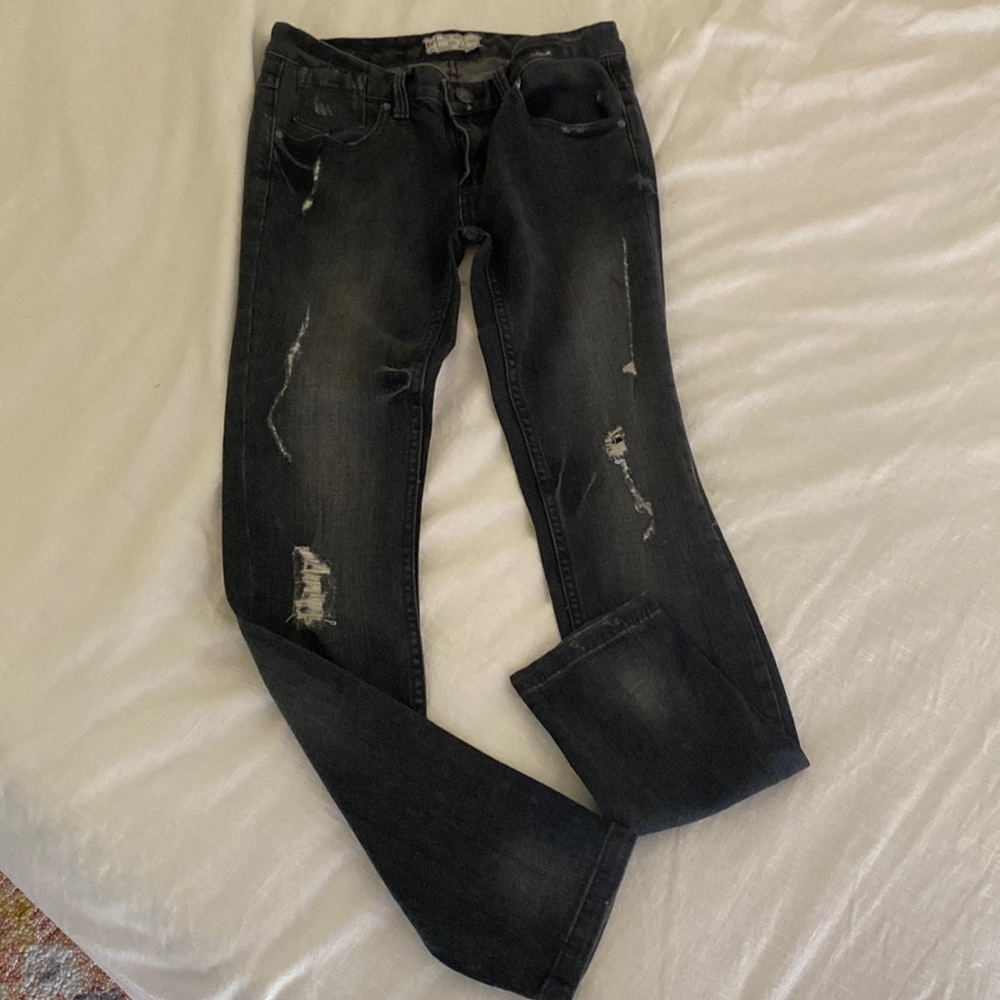 Free people black straight leg jeans size 27R